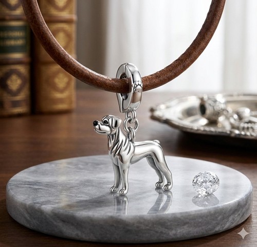 Rottweiler dog silver charm - rottweiler,