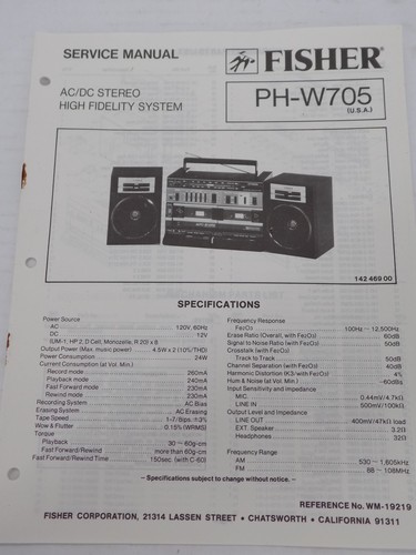 Fisher w705 stereo - ph-w705, high