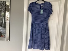 Tulchan blue & white rabbit print dress size 10 Bnwt