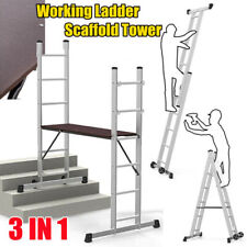 3in1 Large Working Platform Ladder Decorator Work Bench Aluminium Scaffold Tower