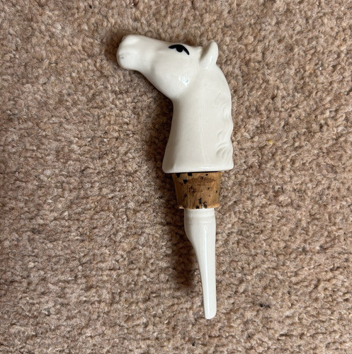 White ceramic horse head - white,