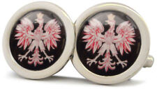 POLISH EAGLE POLAND CHROME FINISH CUFFLINKS NEW