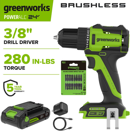 24v drill kit w 2ah - 3/8", w/