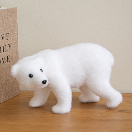 Flocked polar bear christmas - bear,