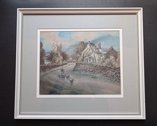 Original village scene pastel