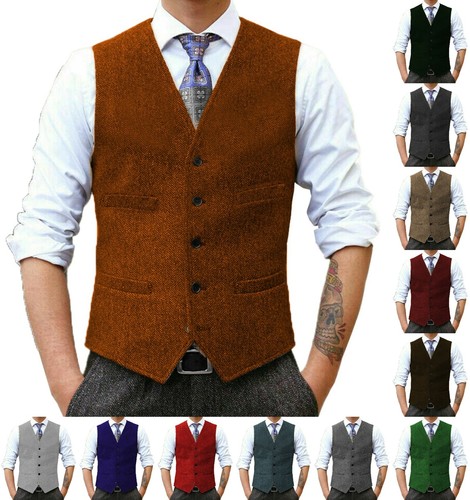 Mens vest tweed waistcoat - vest,