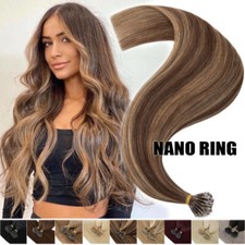 THICK Nano Ring Tip Double Drawn Remy Human Hair Extensions Micro Beads 150g Icy