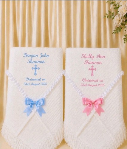 Personalised baby white shawl - white,