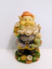 Outdoor Happy Flower Gnome Watering Flowers Garden Decor Ornament 12cm