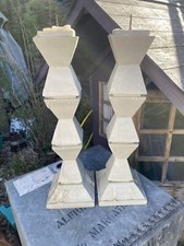 Pair Of Huge Harrods Candlesticks Candle Holders wood zig zag