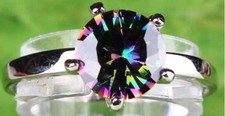 18K W GOLD EP 1.0CT MYSTIC RAINBOW TOPAZ SOLITAIRE RING sizes 6-13 u choose 