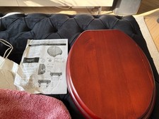 Toilet Seat Mahogany Wood And Pink Cover