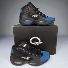 Reebok Question Mid Men's Basketball Shoes Black Blue Size 9 Allen Iverson New
