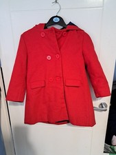 Girls Red Hooded Wool Blend