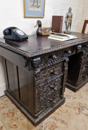 Victorian gothic carved oak - gothic,