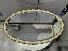 Vintage Wall Mirror Bevelled Superb Gold Crackled Cream Frame Oval 59 X 37 Cm 