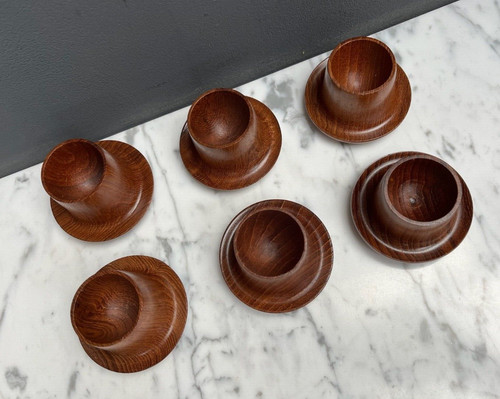 Teak egg cups midcentury - x,