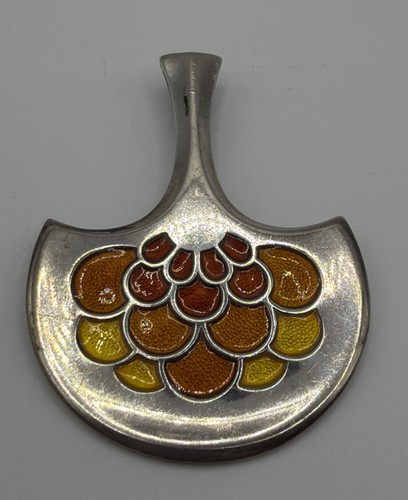 Vintage sterling orange enamel - sterling,