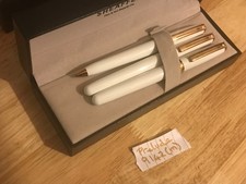 NEW SHEAFFER PRELUDE(REF 9142)FOUNTAIN+ROLLERBALL+BALLPOINT SET,WHITE LACQUE/RGT