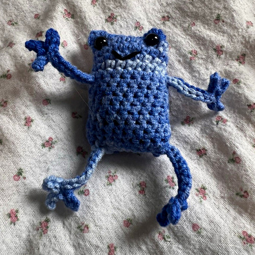 Handmade crochet blue frog - handmade,