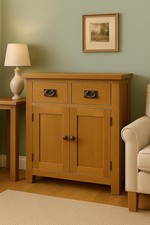 Oak Mini Sideboard – Baysdale Rustic Small 2 Door 2 Drawer Storage Cabinet