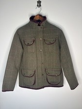 Rydale Green Tweed Field Coat Womens UK 12 Country Check Hunt Utility Jacket