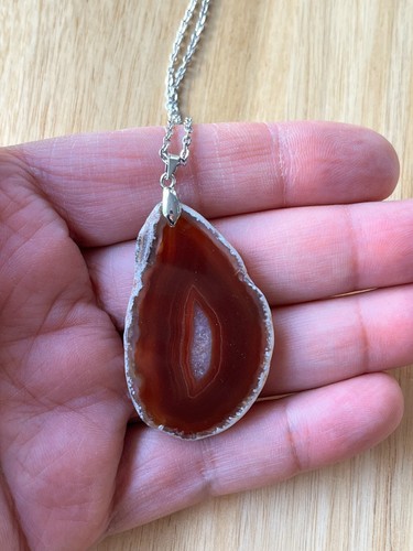 Large agate slice necklace - large,