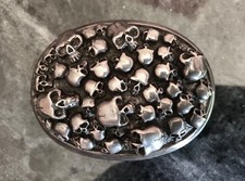 Skull Graveyard Belt Buckle - 925 silver - Biker Rocker Punk Festival Western