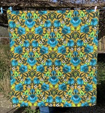 Retro BARKCLOTH Floral Teal