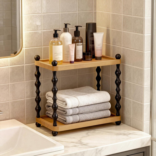 Tier retro wood bathroom - 2-tier,