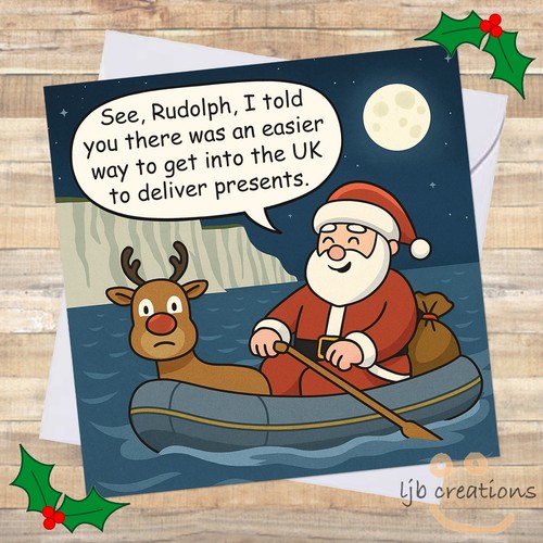 Funny christmas card dinghy - christmas,