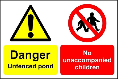 Danger unfenced pond - , no