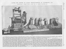 1905 2x Old Engineering Prints - Lathe For Rotors of Steam Turbines at Clydebank