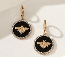 Drop Earrings Black Diamanté