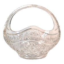 Cut Glass Basket Bohemia Vintage  Czechoslovakia Crystal Glass Decorative Glass