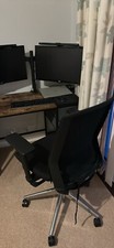 Home Office Computer Desk Office chair LG dual monitor with mounts 