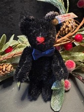 Steiff Club Miniature Mohair Bear – Black 7 cm Special Edition with Blue Bow