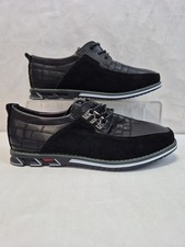 GATSBY Black Faux Leather Oxford Derby Comfort Men’s Shoes Size 44 US 10 UK 9 O3