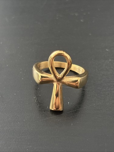 Stainless steel ankh ring - steel,