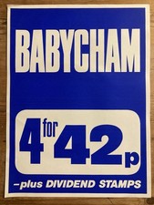 Babycham Advertising Poster 1970s Co-op 42p 4 + Dividend Stamps Original Rare