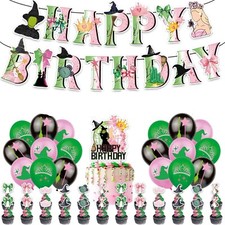 Wicked Birthday Decorations Set,Include 1 Banner,  18 Balloons,  25 Cake Toppers