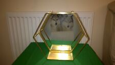 Shelf Mirrorred Display Hexagon Decorative  in Gold Tone Metal Frame