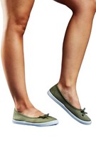 Ladies Womens New Flat Slip On Bow Front Plimsolls Casual Shoes Green Size UK 4
