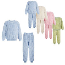 UK Kids Childrens Warm Fleece Pyjamas Set For Girls Boys Sleepwear 2 Pieces Sets