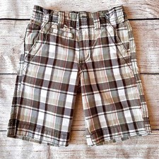 Cherokee Brown Tan Cotton Twill Plaid Shorts Boy’s Sz 6