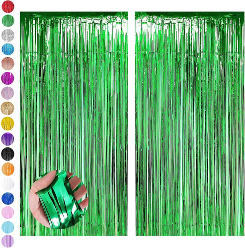 Green tinsel curtain party - green,