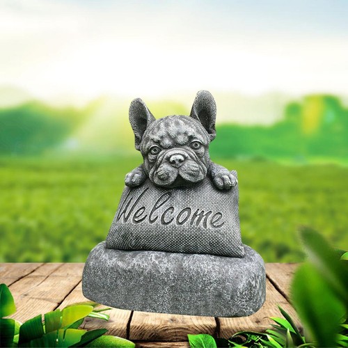 French bulldog statue welcome - french-bulldog,