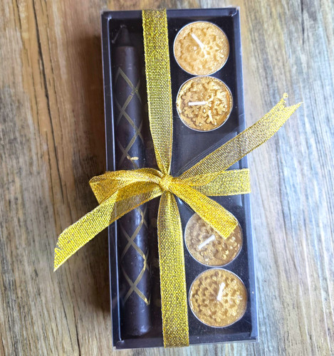 Black gold boxed candle - boxed, gift