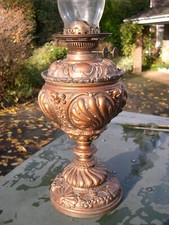 GERMAN VICTORIAN CAST BRONZED KAESTNER & TOBELMANN DUPLEX KEROSENE OIL LAMP BIG!