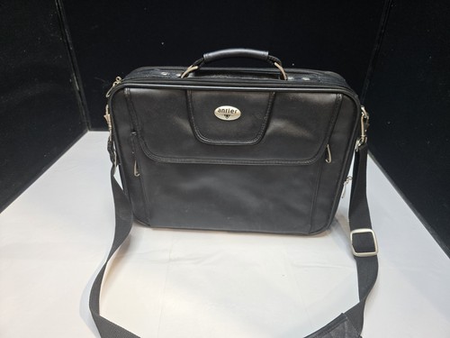 Antler black leather laptop - black,